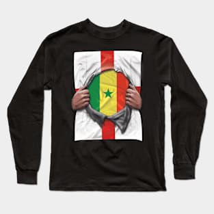 Senegal Flag English Flag Ripped Open - Gift for Senegalese From Senegal Long Sleeve T-Shirt